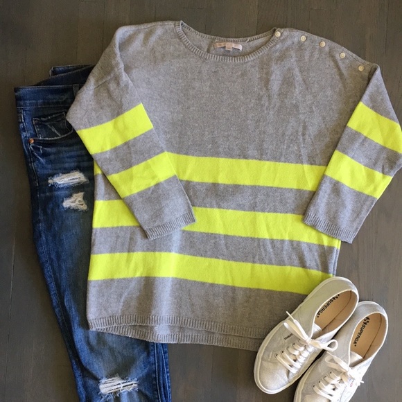 GAP Citron Colorblock Stripe Cotton Cashmere Blend Sweater, size Medium Tall ❤️ - Picture 13 of 13